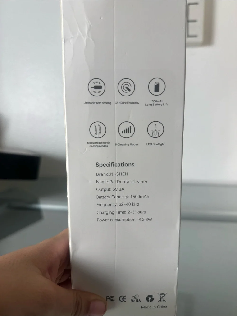 White Pet Dental Cleaner - Ultrasonic Tooth Care for Small Pets